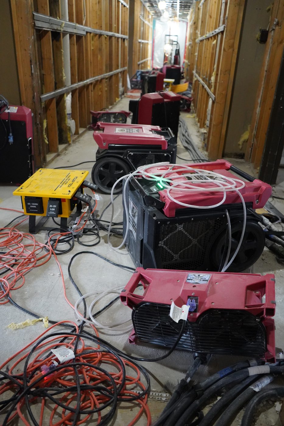 Industrial equipment in stripped commercial space