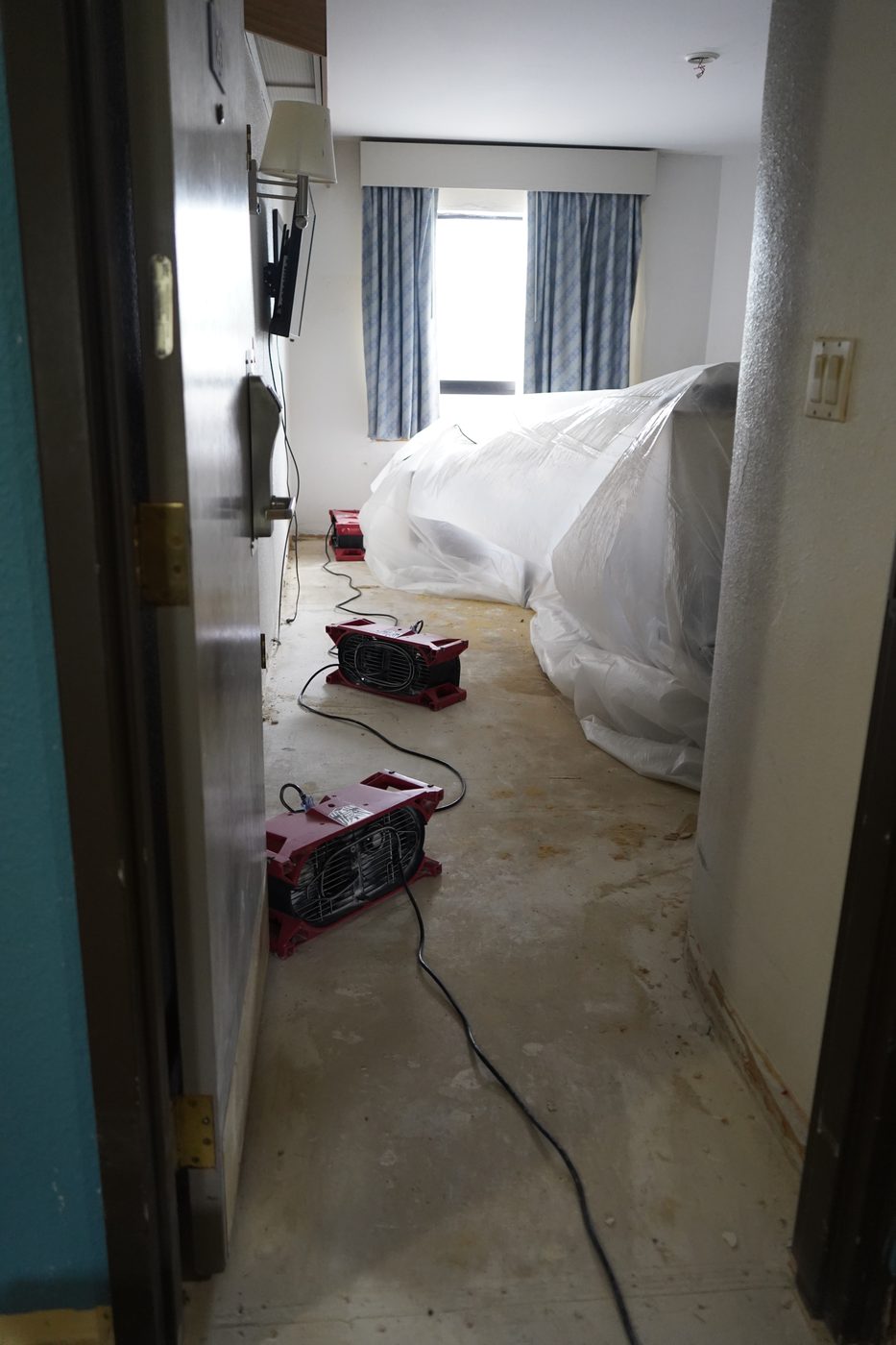 Water damage mitigation equipment deployed in a Lake Orion, MI property