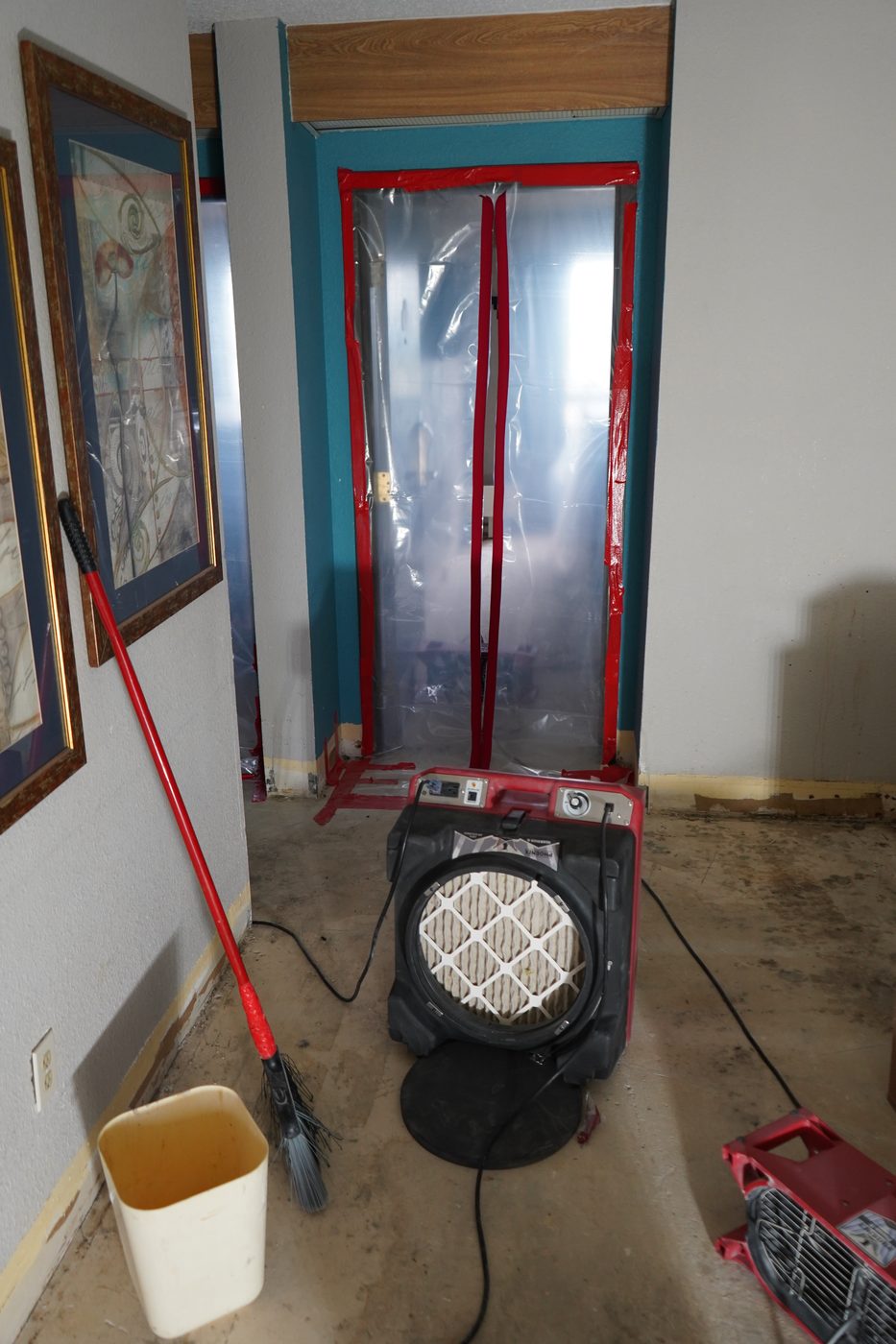 Post-extraction residential drying setup
